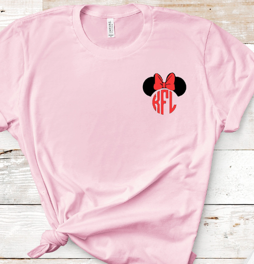 Minnie or Mickey Ears Monogram Adult Unisex T Shirt